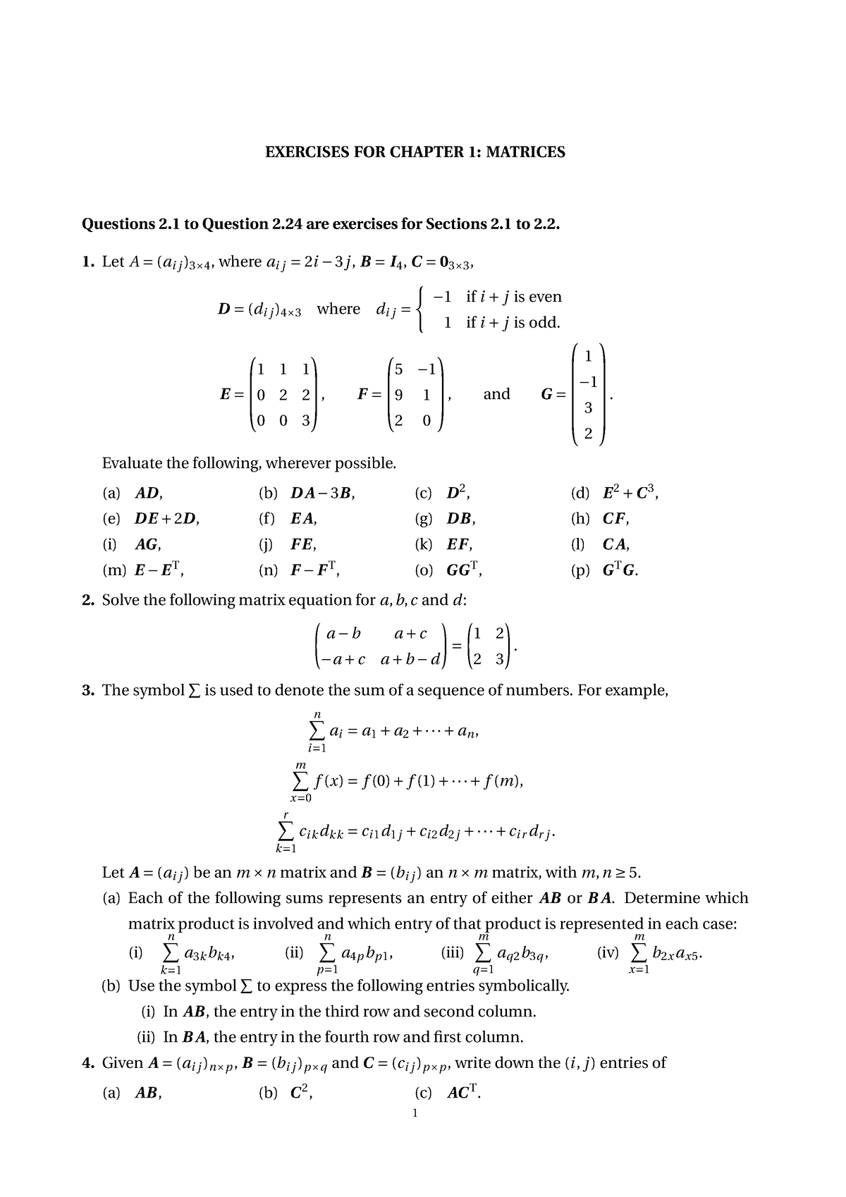 MA2001 Exercises 2 - Nil - Questions 2 To Question 2 Are Exercises For ...