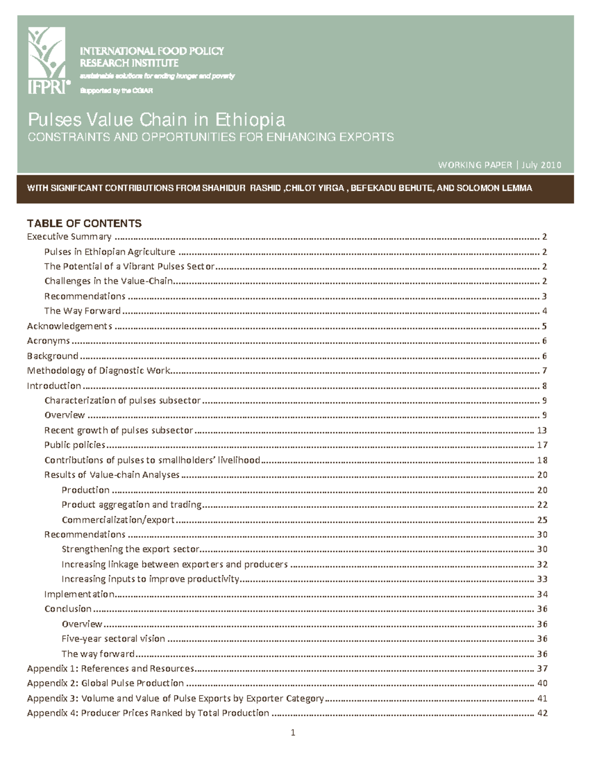 At305e - Pulses Value Chain in Ethiopia WITH SIGNIFICANT CONTRIBUTIONS ...