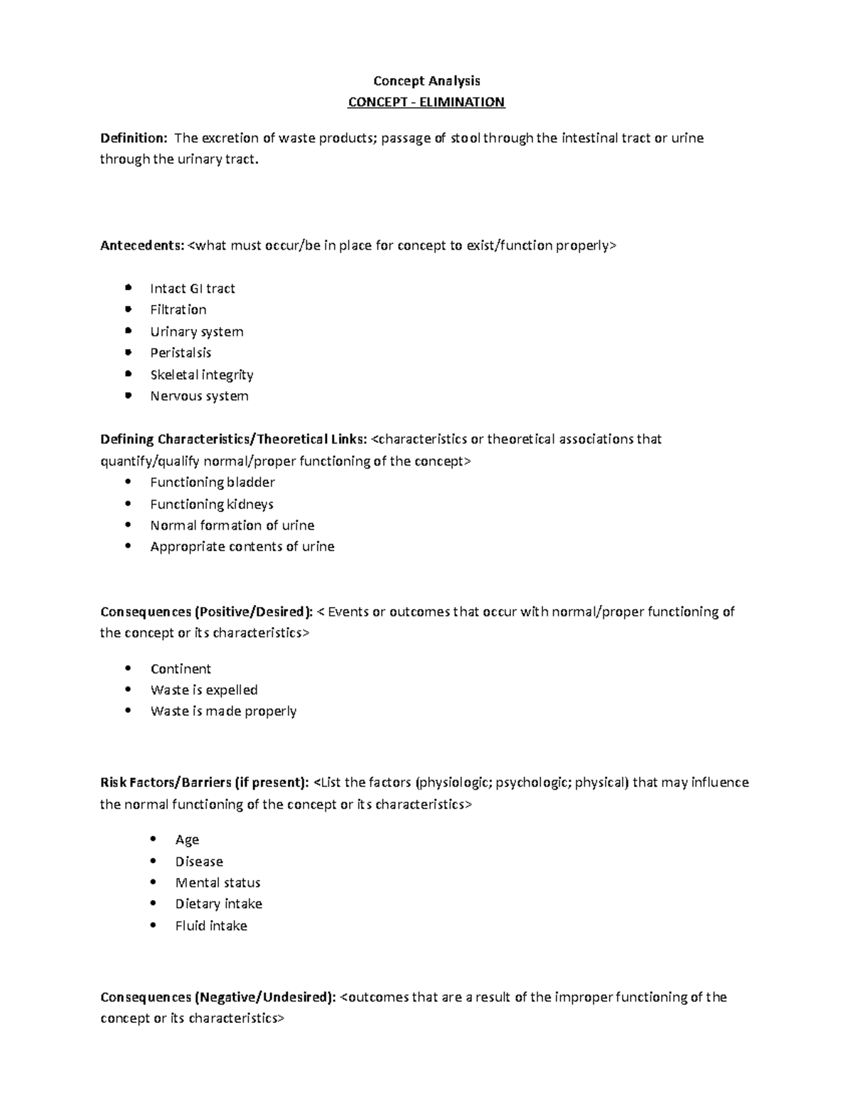 Concept Analysis Elimination - Concept Analysis Concept - Elimination 