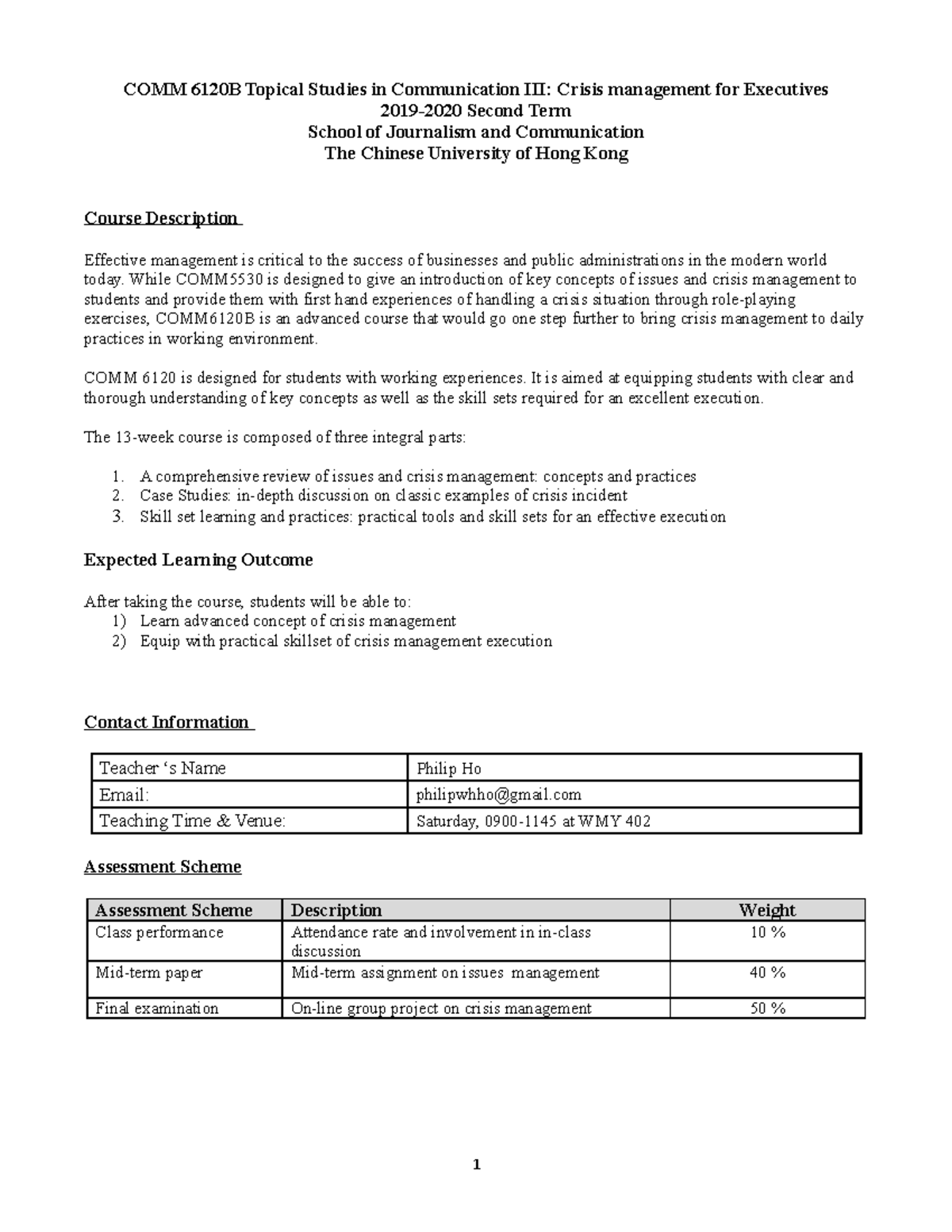 COMM6120 Course Outline - COMM 6120B Topical Studies in Communication ...