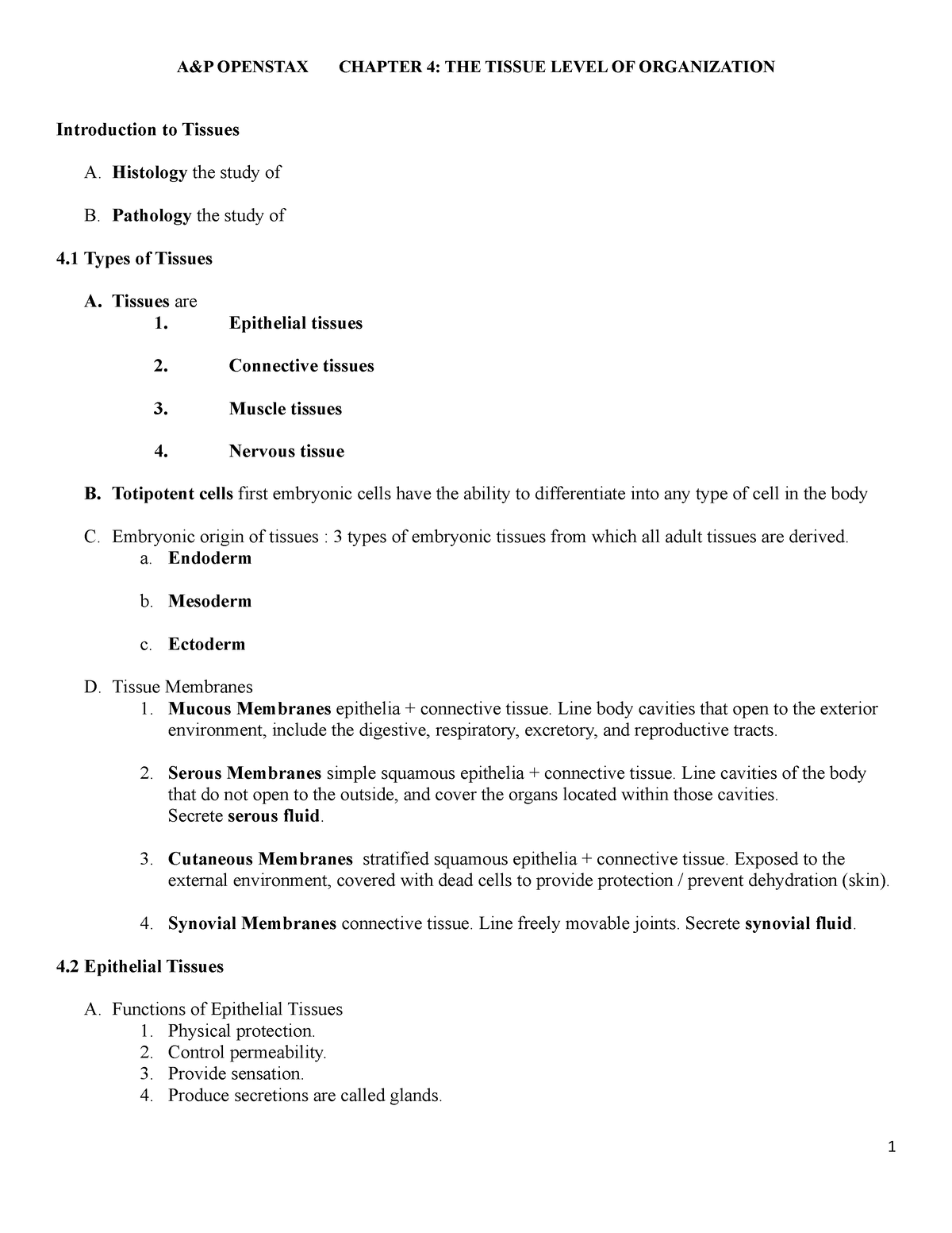 Ap1 ch4 outline 2020 - Unfinished notes for you to fill out and see ...