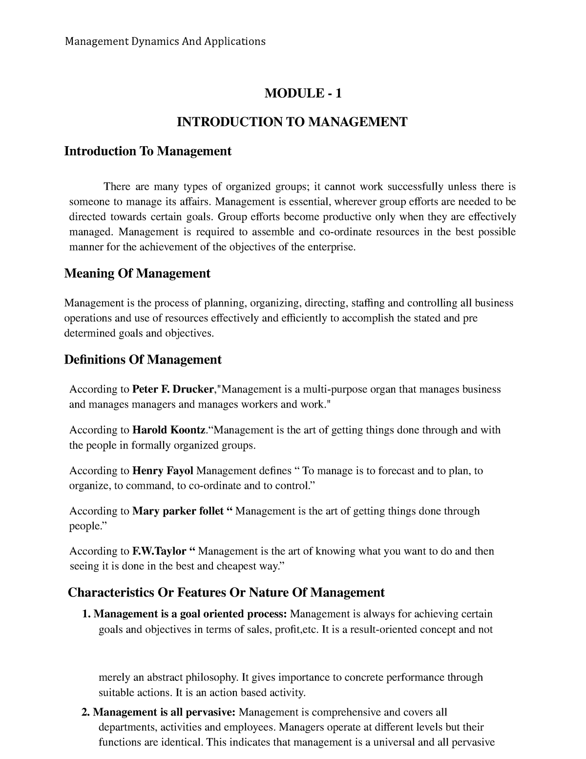 Introduction To Management - Management Dynamics And Applications ...