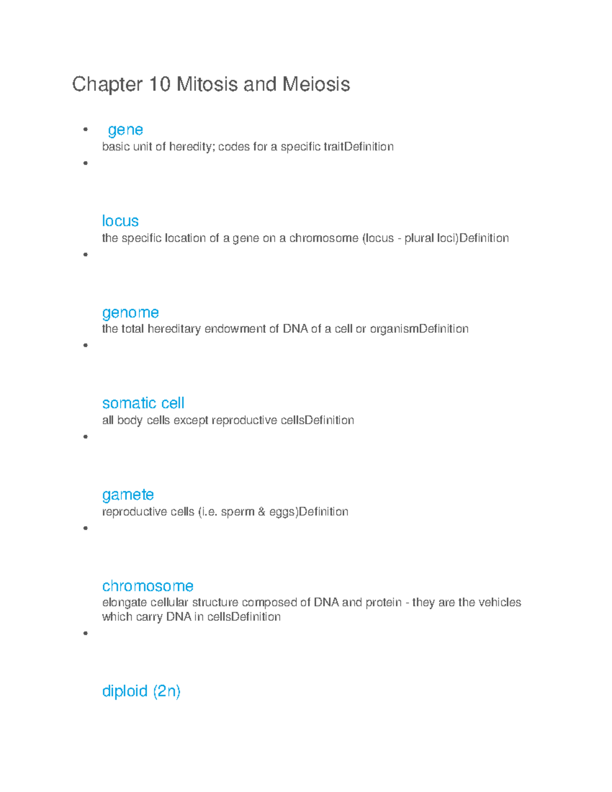 Chapter 10 Mitosis And Meiosis - Chapter 10 Mitosis And Meiosis • Gene ...