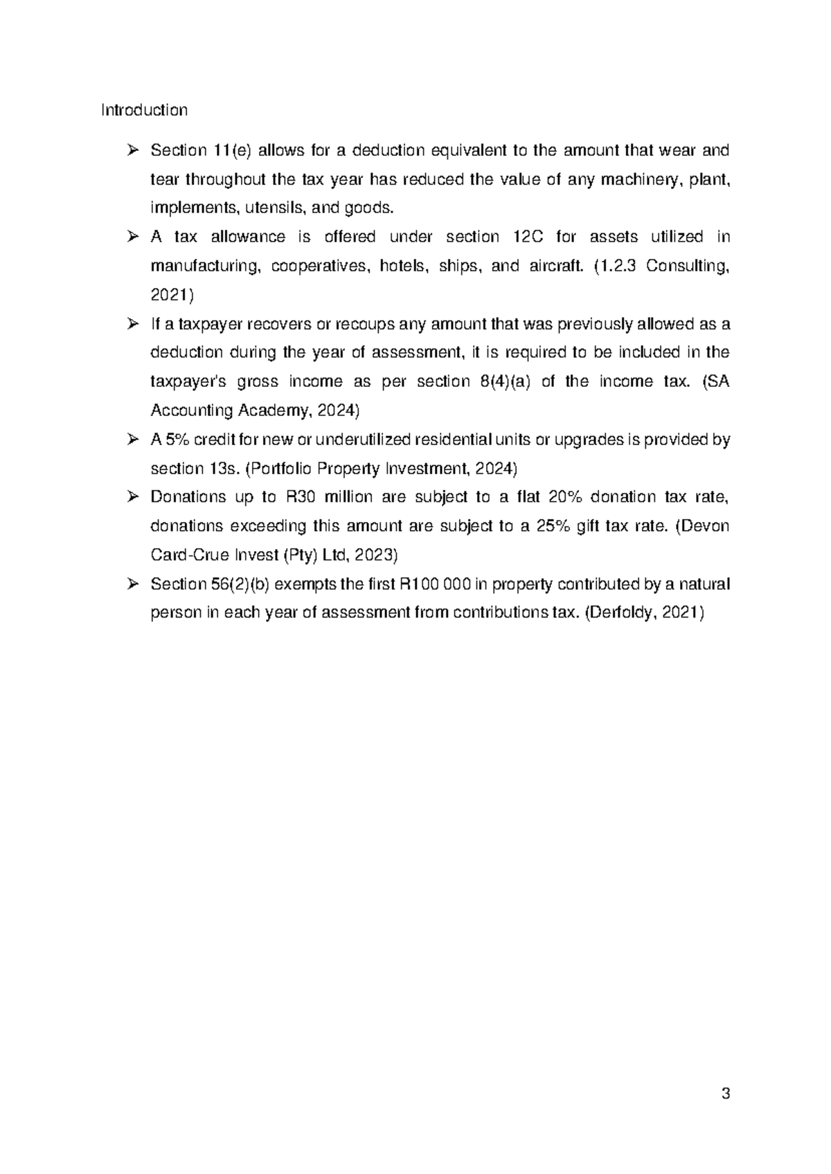 Taxation 3A(2) - Introduction Section 11(e) allows for a deduction ...