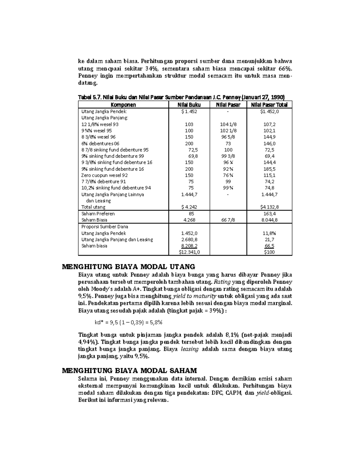 3 - Tugas - Ke Dalam Saham Biasa. Perhitungan Proporsi Sumber Dana ...