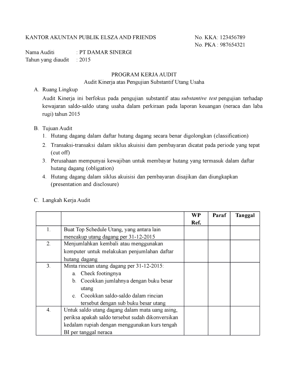 Contoh Program Kerja Internal Audit - IMAGESEE