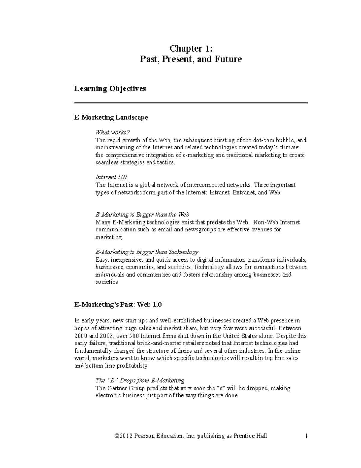 Strauss 6ed chp 1 0 - E marketing - Chapter 1: Past, Present, and ...