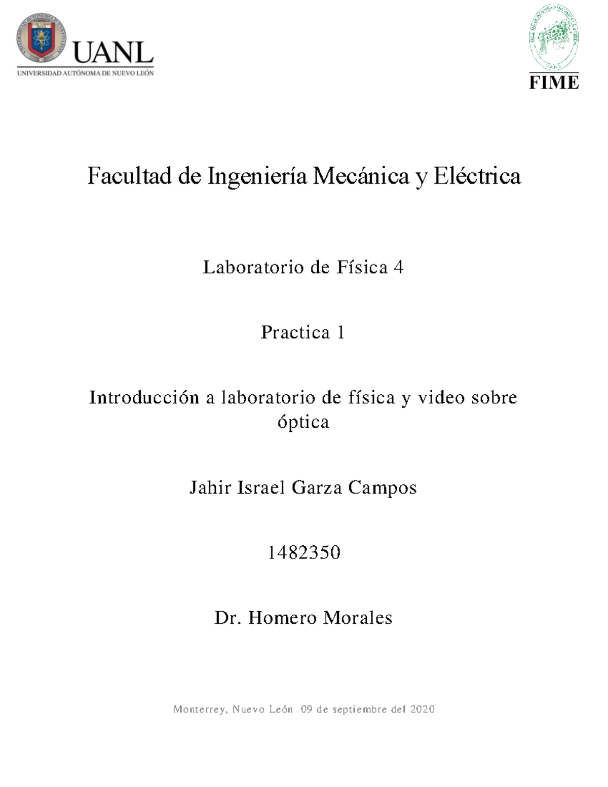 Lab Fisica 4 Practica 1 - Aaaa - Facultad De Ingeniería Mecánica Y ...