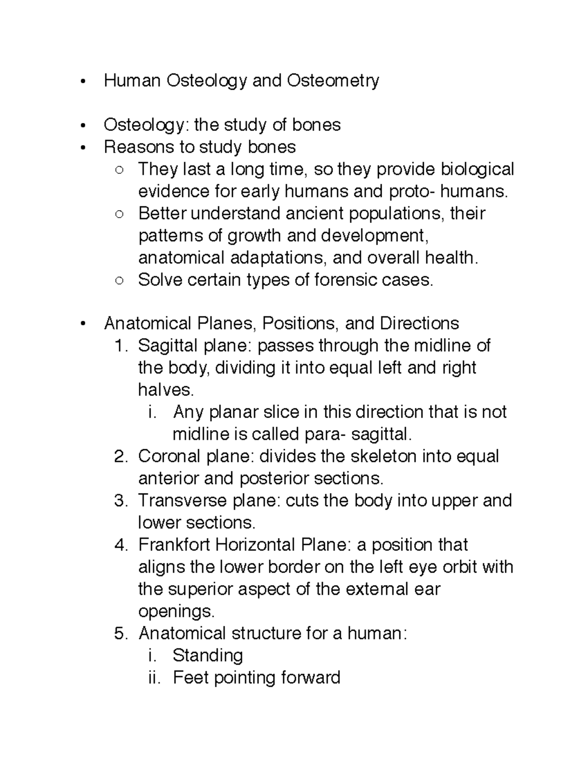 Ch 5 Notes Summary Bare Bones Human Osteology and Osteometry