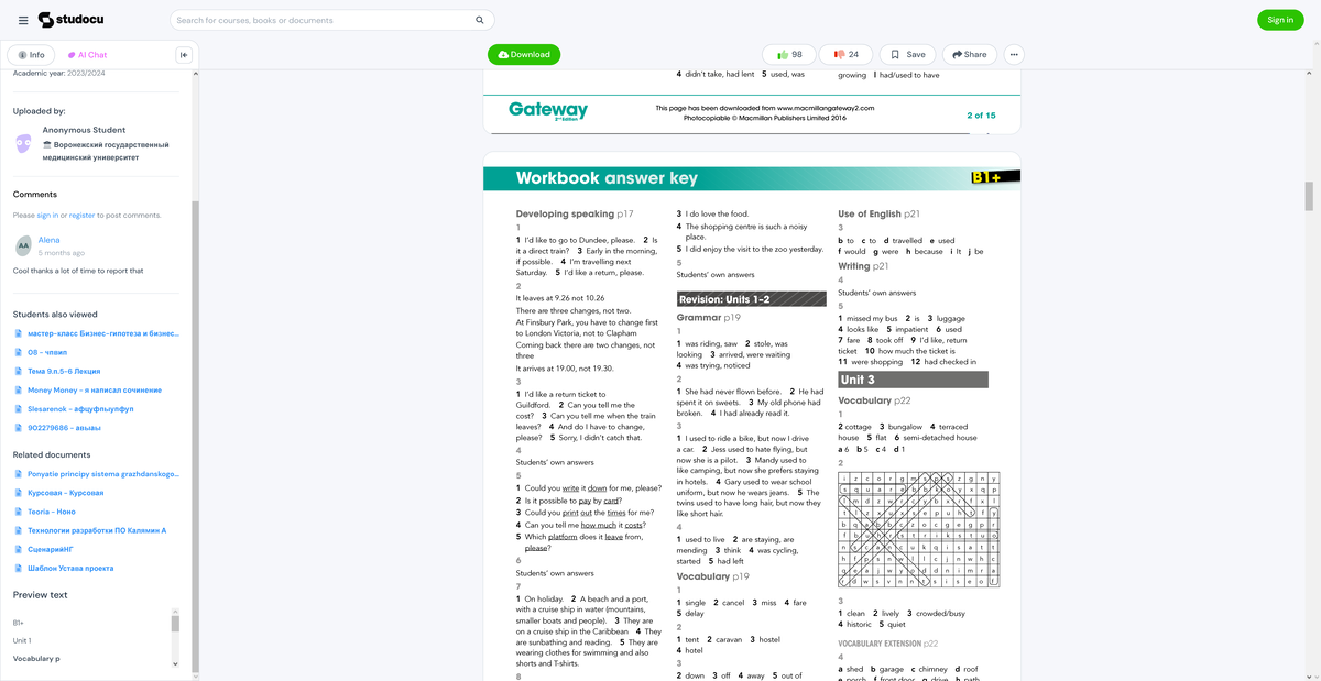 Gateway b1plus workbook answers - B1+ Unit 1 Vocabulary p 1 1 serious 2 ...
