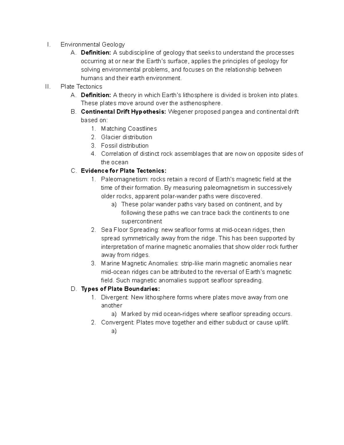 Midterm 1 Study Guide - Google Docs - I. Environmental Geology A ...