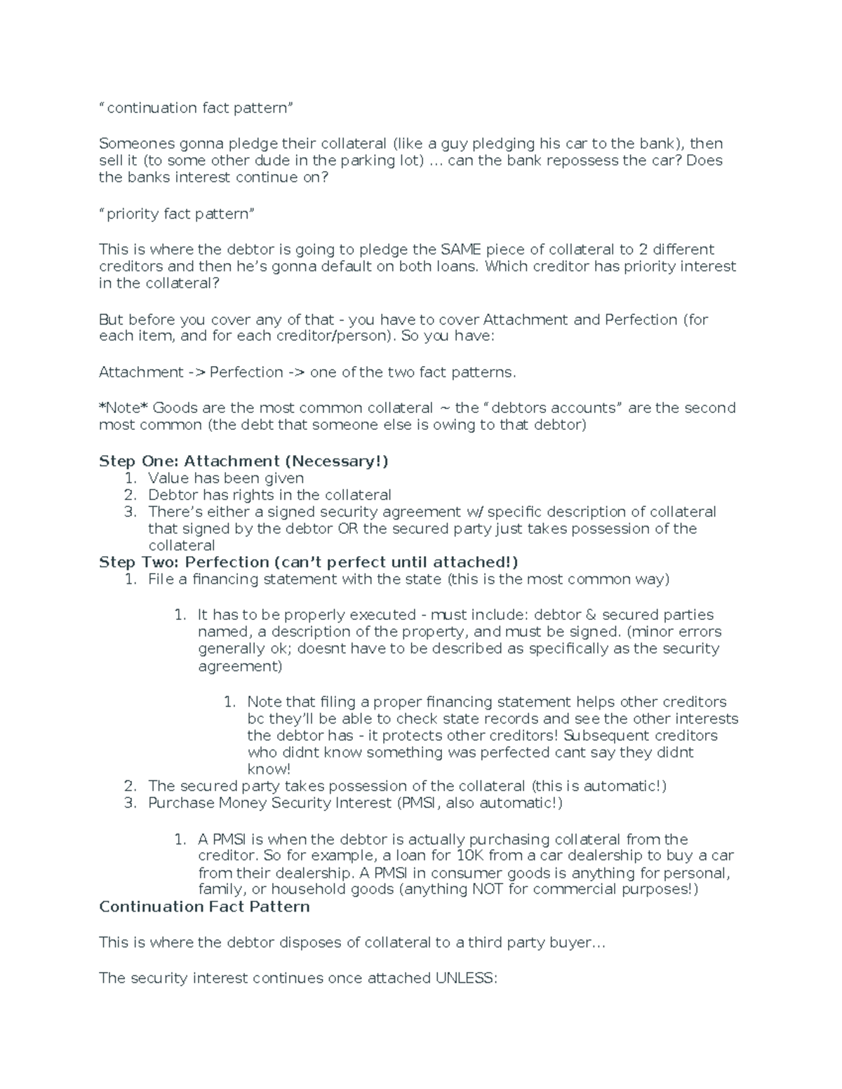 Secured Transaction Attack Outline - “continuation fact pattern ...