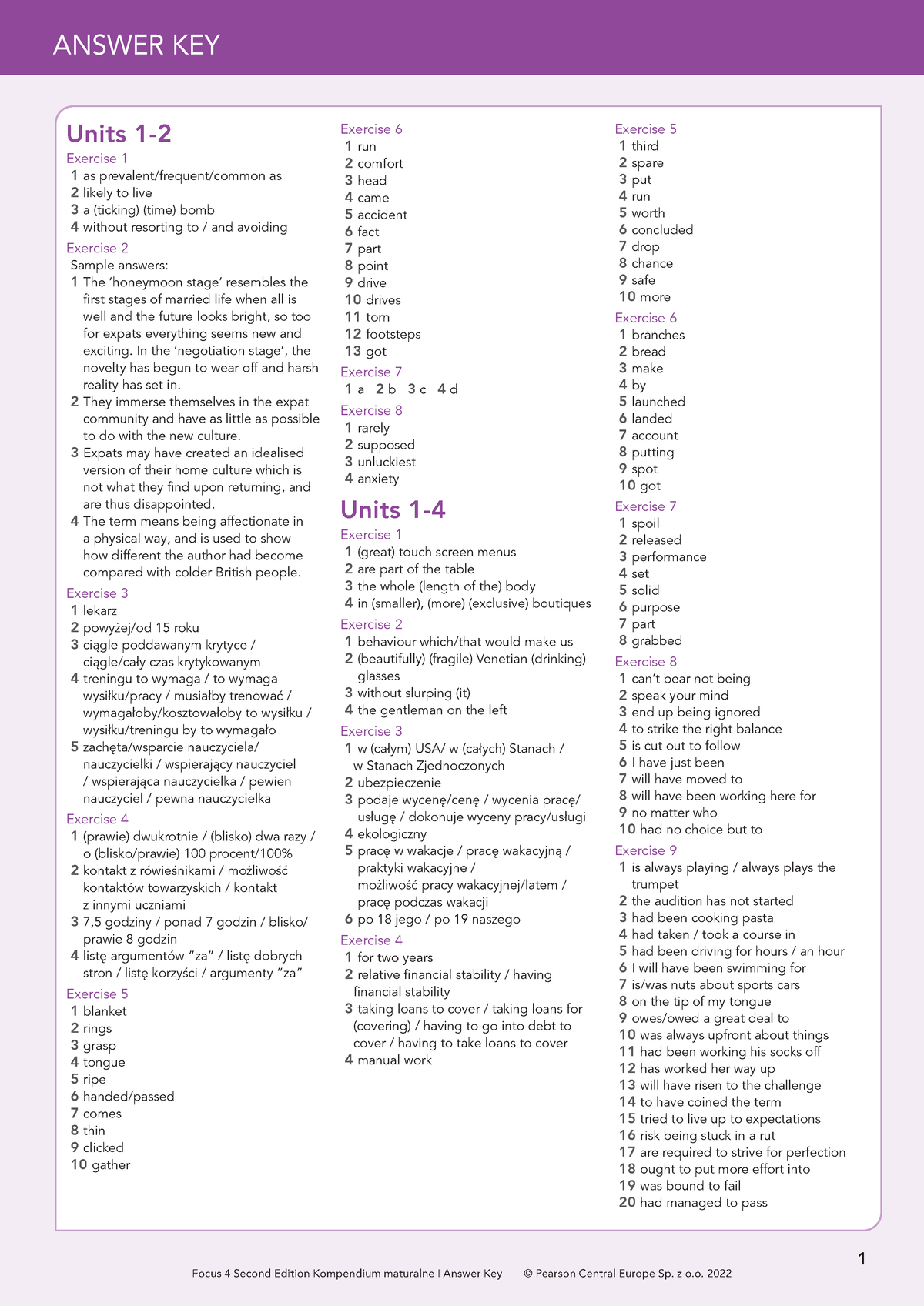 Focus 5 Second Edition Kompendium Maturalne Klucz Odpowiedzi V04 ...