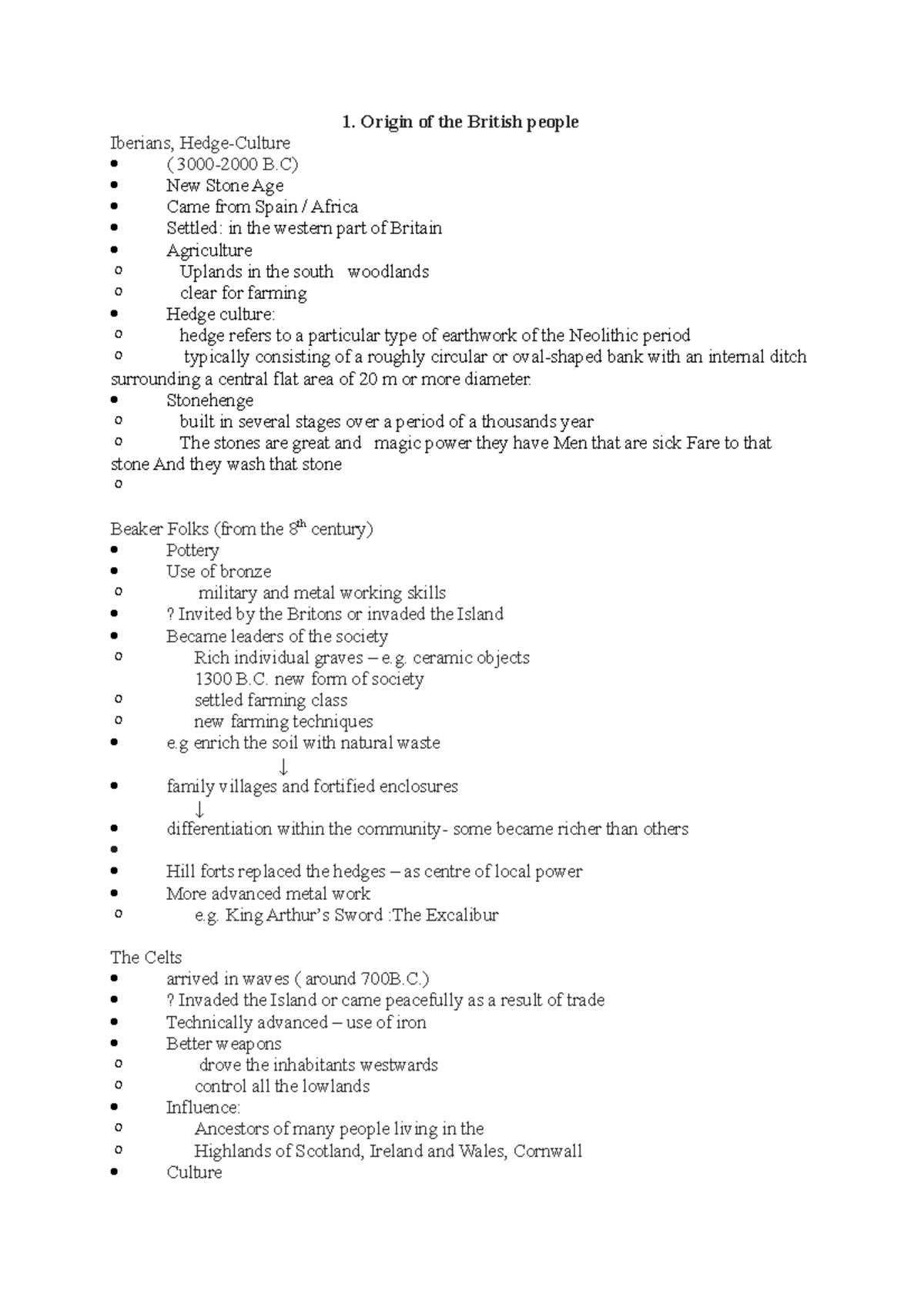 British History Origin Of The British People 1. Origin of the