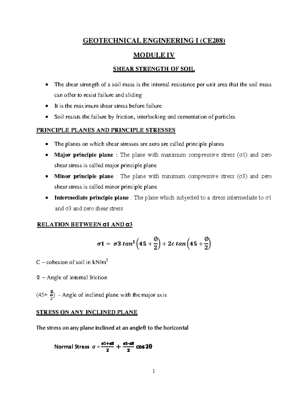 Gt Ce208 Geotechnical Engineering Notes For Ktu Civil Engineering Gt Ce208 Geotechnical Engineering Notes For Ktu Civil Engineering