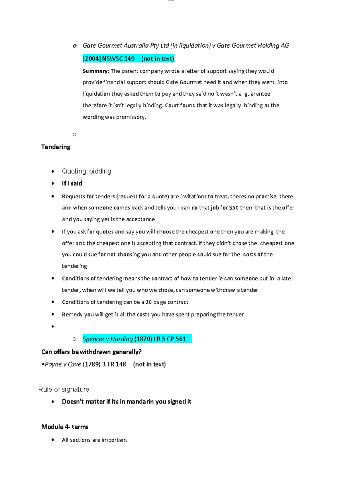 Law Lecture Notes 5 week 5 o Gate Gourmet Australia Pty Ltd (in
