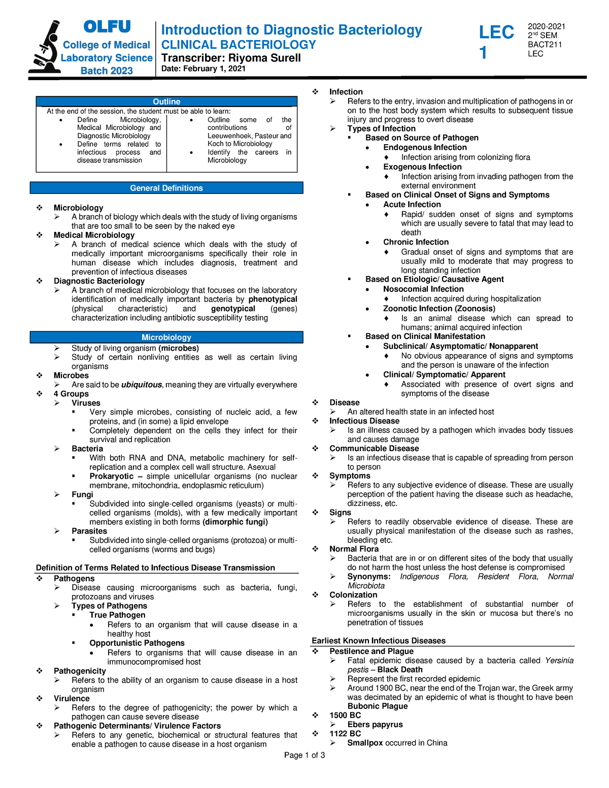 BACT211-LEC Prelim MID Finals - Introduction to Diagnostic Bacteriology ...