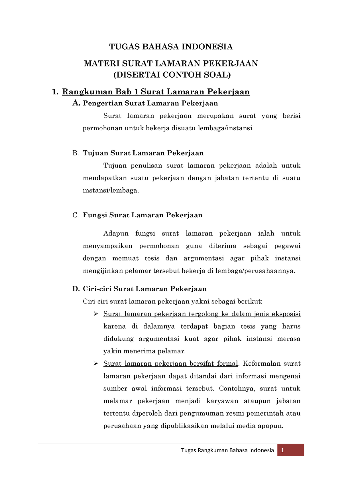 Materi Surat Lamaran Pekerjaan - TUGAS BAHASA INDONESIA MATERI SURAT ...