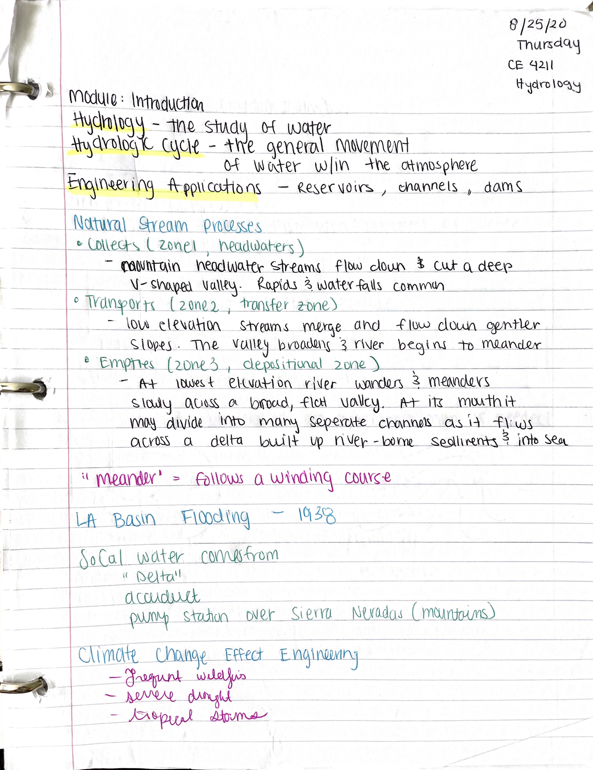 Applied Hydrology - Lecture notes 14 - Thursday CE 4211 Hydrology ...