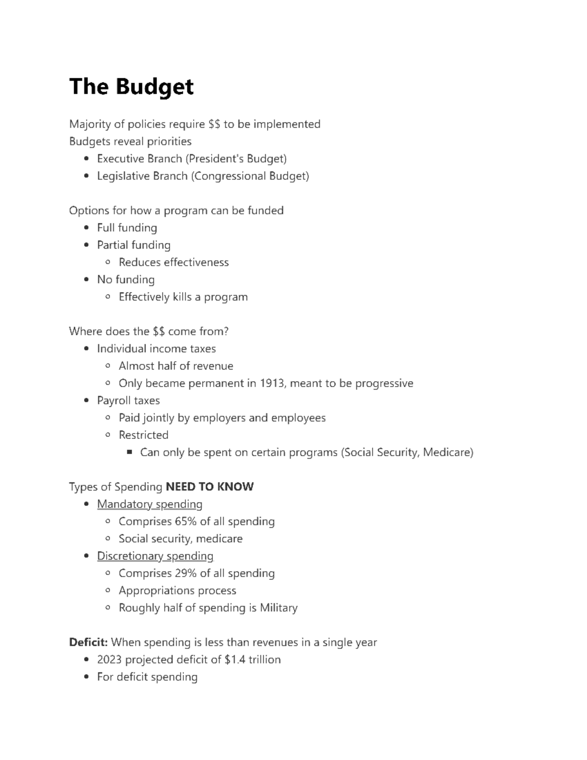 The Budget in Public Policy - GOVT 350 - Studocu