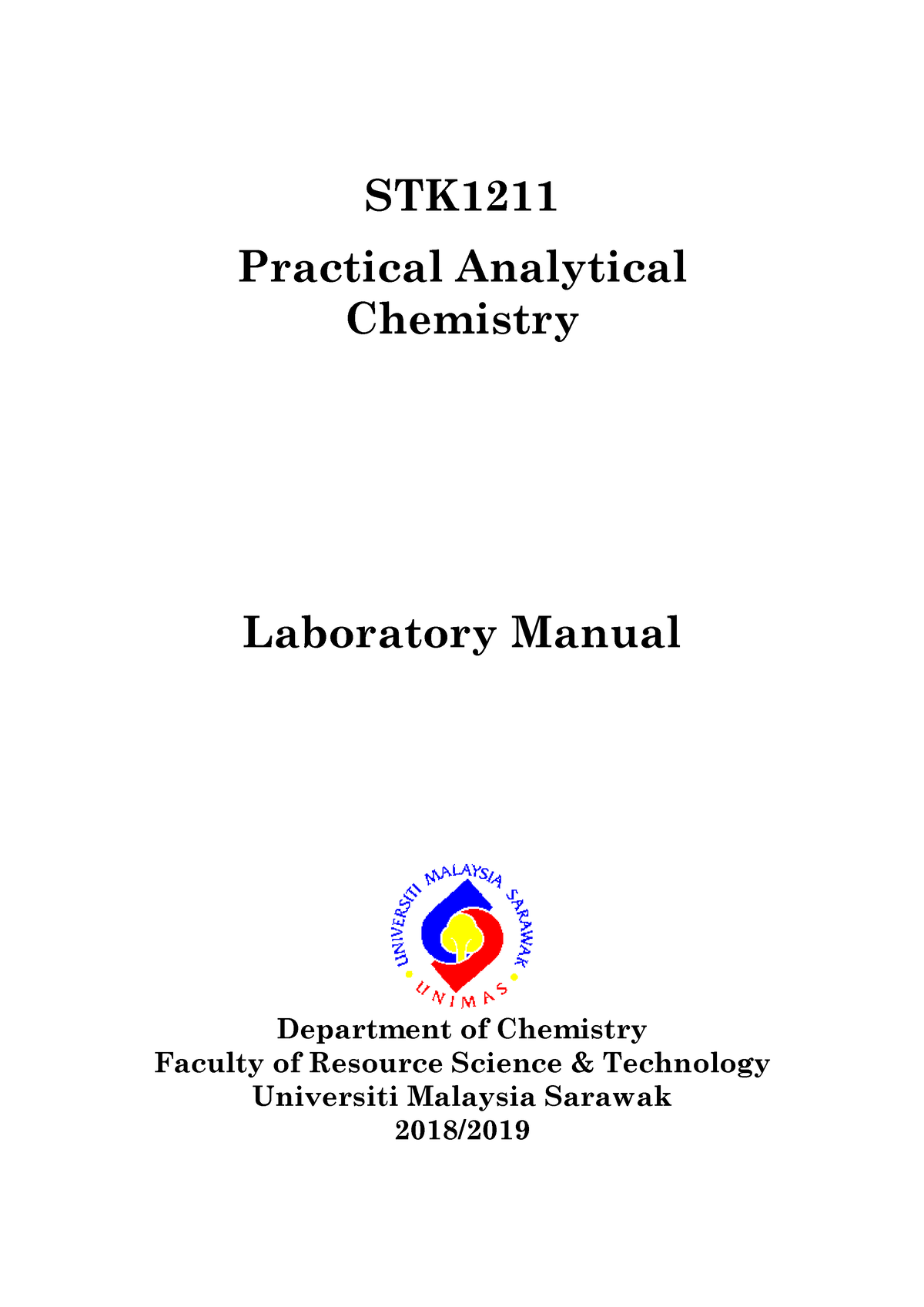 Lab Manual STK1211 Practical For Analyti STK Practical Analytical