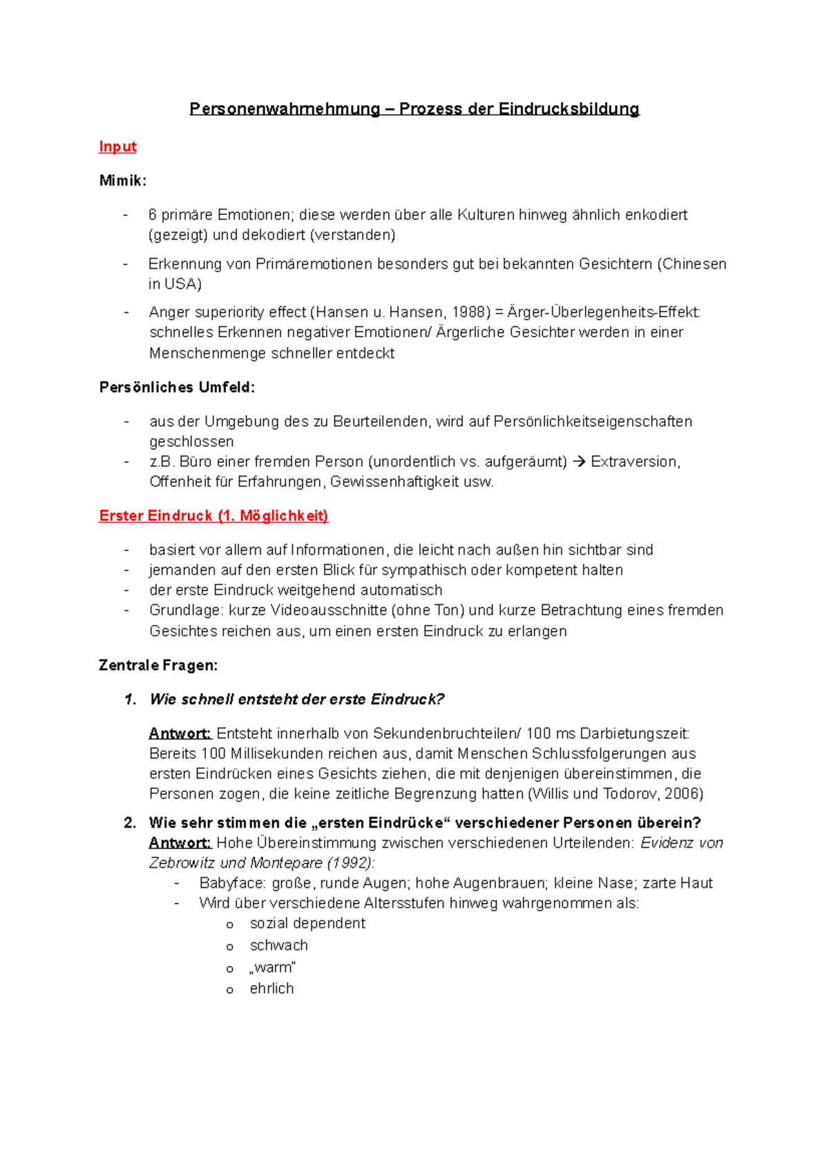 Erster Eindruck Beschreiben Beispiel 5.1 Personenwahrnehmung Input erster Eindruck - Personenwahrnehmung