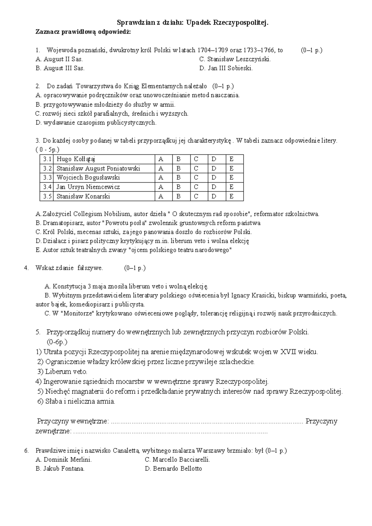 2 Rzeczpospolita Historia Sprawdzian Technikum www.studocu.com