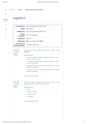 Examen Segundo Parcial (Segunda Vuelta) - Logística Comenzado En Jueves ...