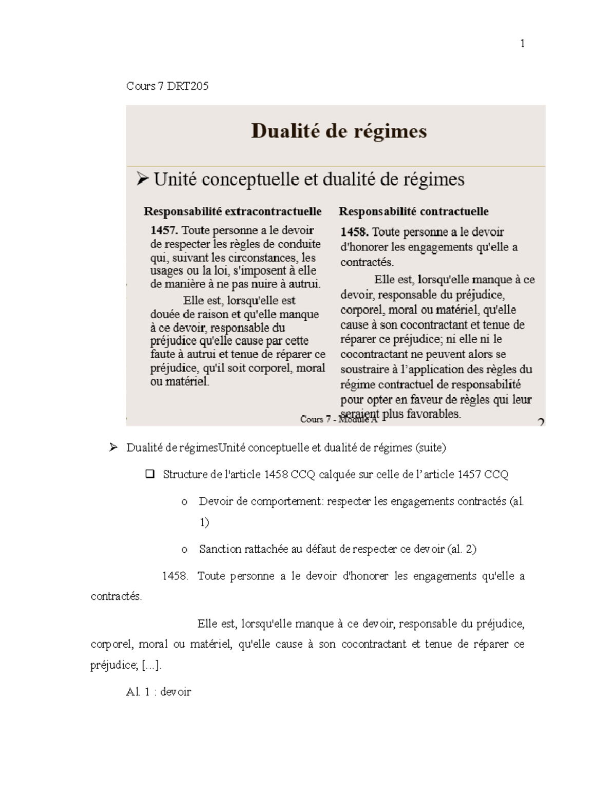 Cours 7 DRT205 - Cours 7 DRT Dualité de régimesUnité conceptuelle et ...