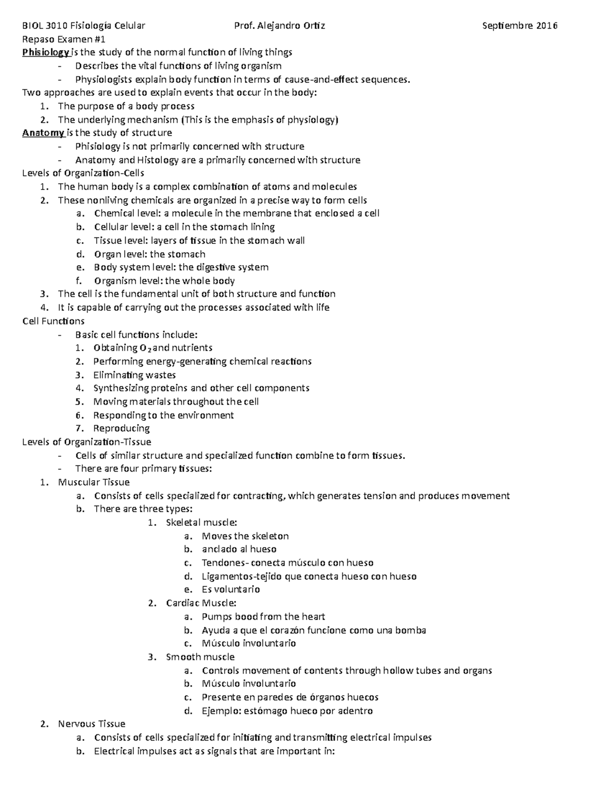 Repaso Ex 1 - Resumen Biología Celular y Molecular - BIOL 3010 ...