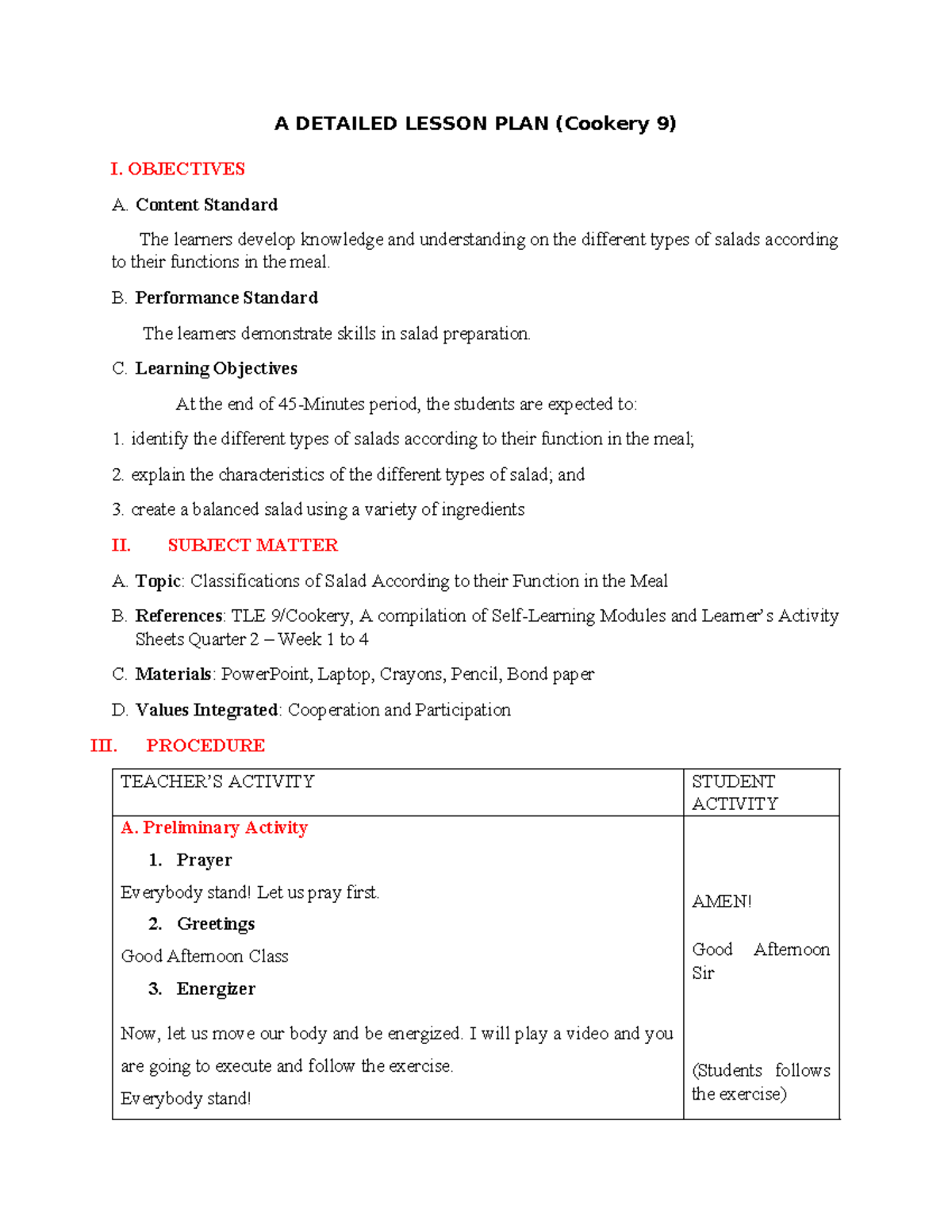 LP Mangosteen Cookery 9 - A DETAILED LESSON PLAN (Cookery 9) I ...