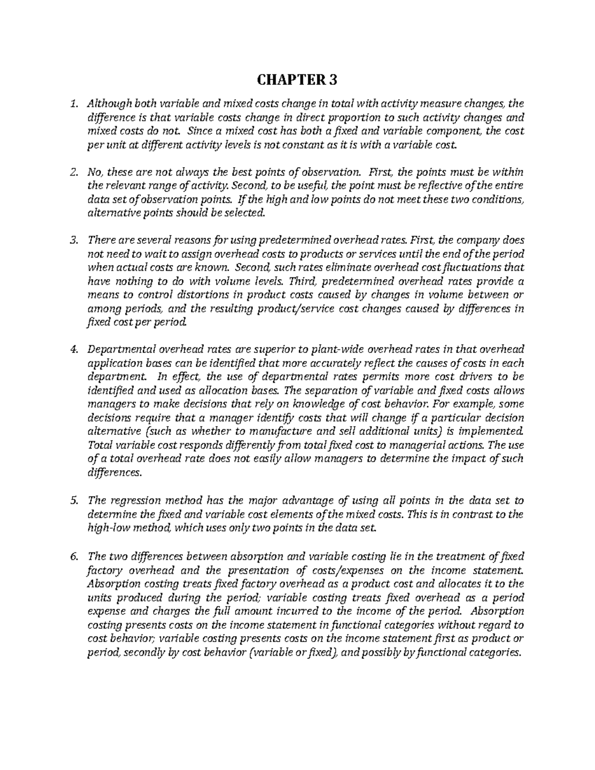 Chapter 3 answer CHAPTER 3 Although both variable and mixed costs