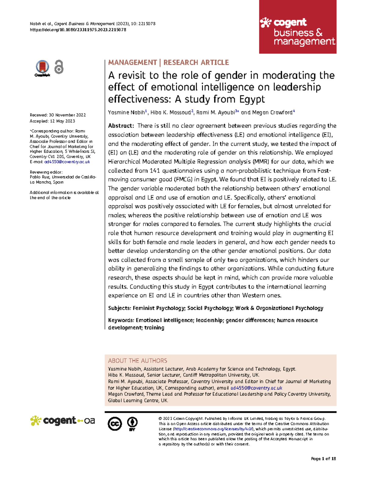 emotional intelligence research paper conclusion