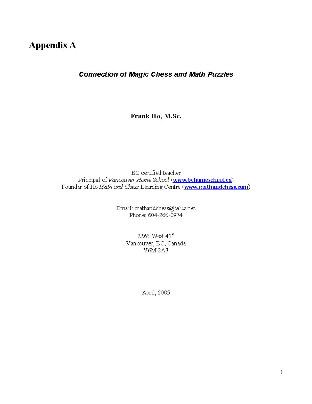 293366808 Frank s Math and Chess Connection Article 2 - Appendix A ...