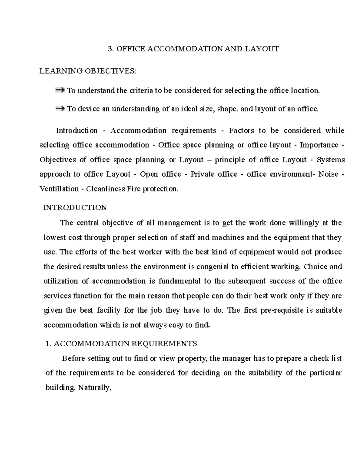 Chapter 2 Lecture notes 3. OFFICE AND LAYOUT LEARNING