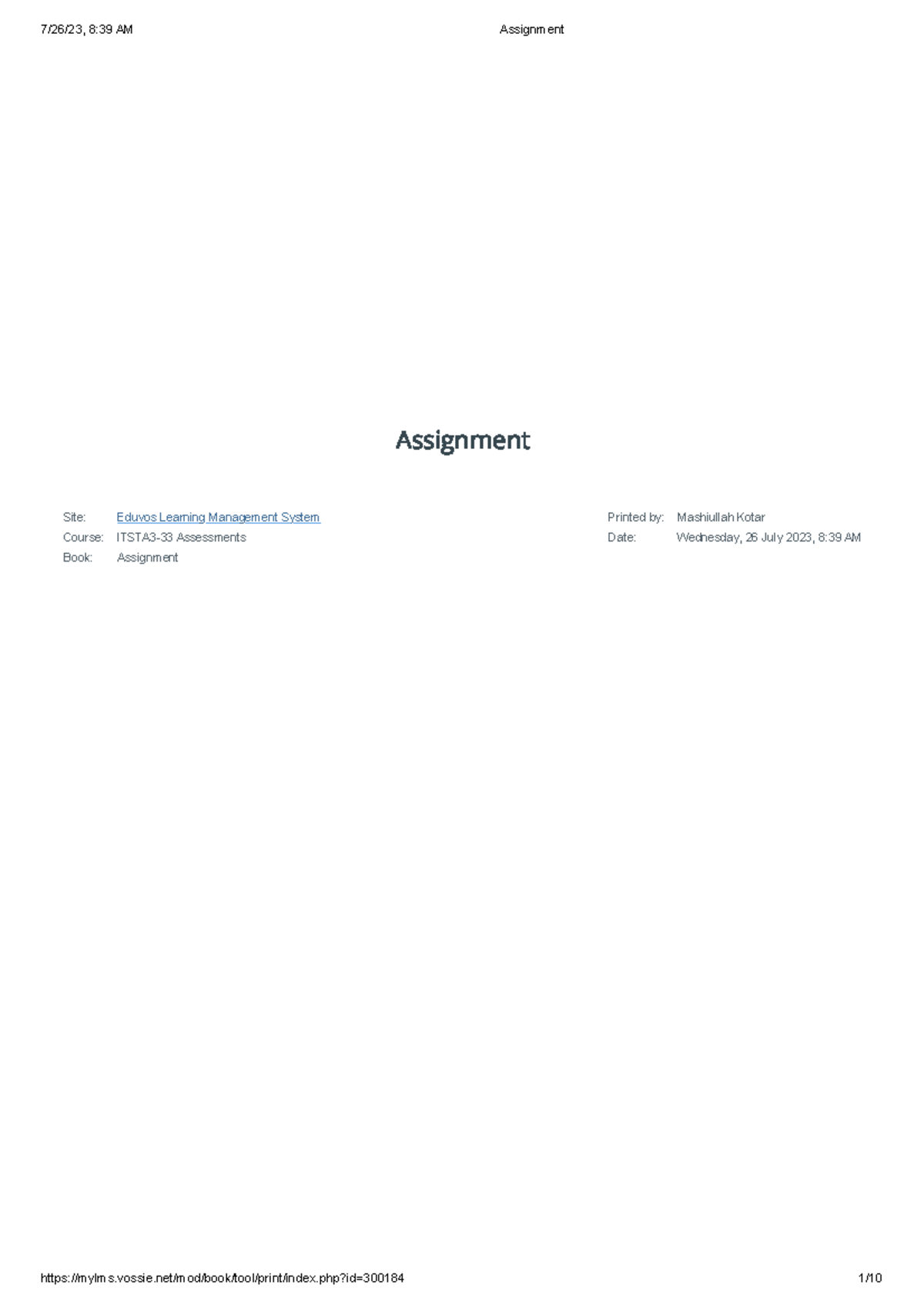Assignment - Assignment Site: Eduvos Learning Management System Course ...