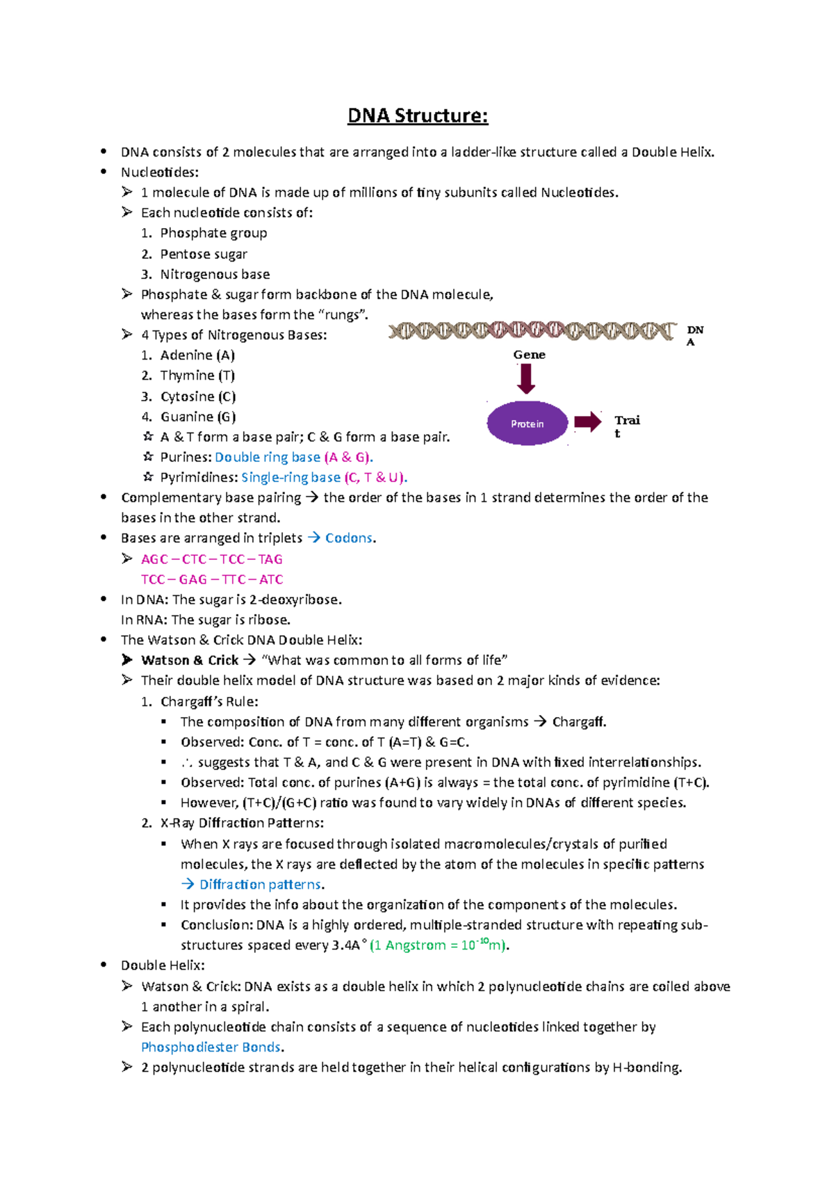 DNA Structure - DNA Structure: DNA consists of 2 molecules that are ...
