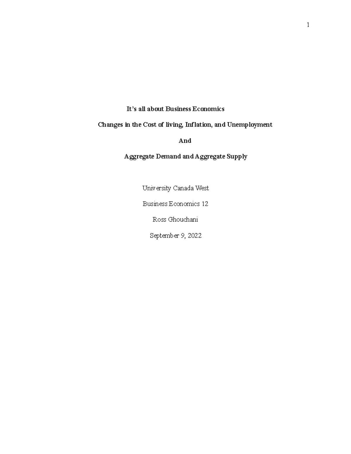 MBAF504 -weekly 4th report - It’s all about Business Economics Changes ...