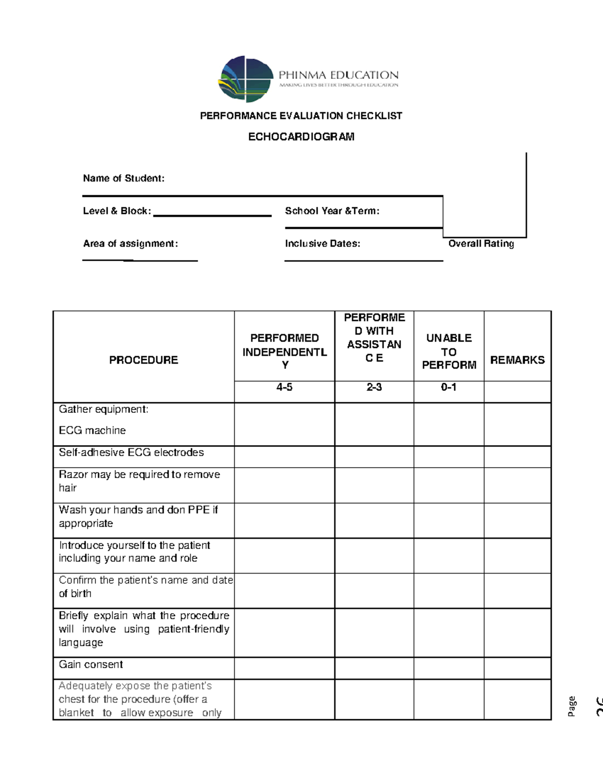 Performance- Evaluation- Checklist-ECG (1) - PERFORMANCE EVALUATION ...