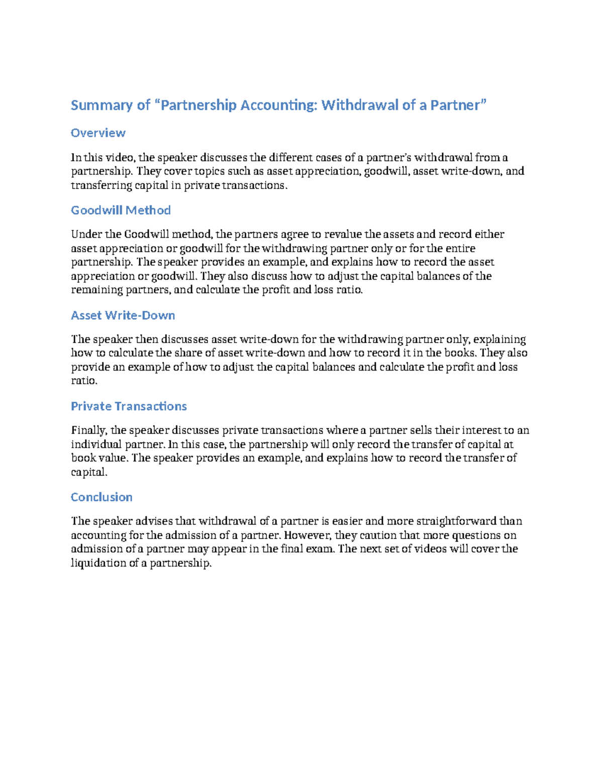 Ch14 Video 6 1709225651 - Summary of “Partnership Accounting ...