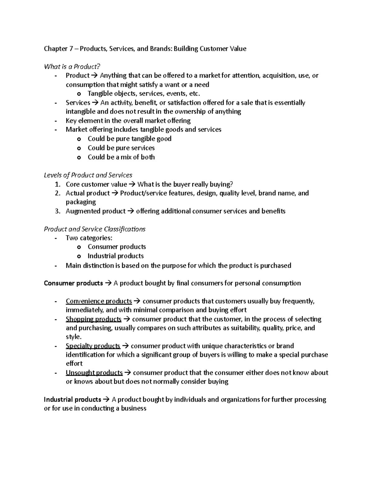 Chapter 7 Notes Products Services And Brands Building Customer Value Chapter 7 Products Chapter 7 Notes Products Services And Brands Building Customer Value Chapter 7 Products