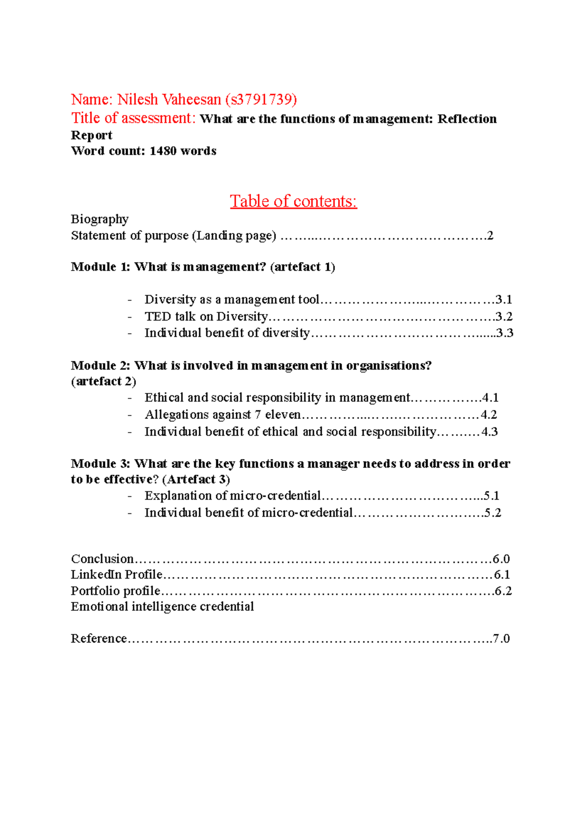What are the functions of management - ..……………………………….2 Module 1: What ...