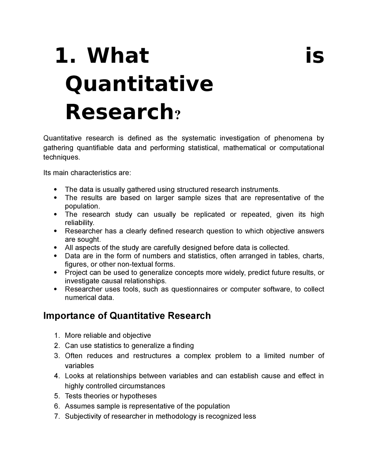 What Is Quantitative Research 1 What Is Quantitative Research 