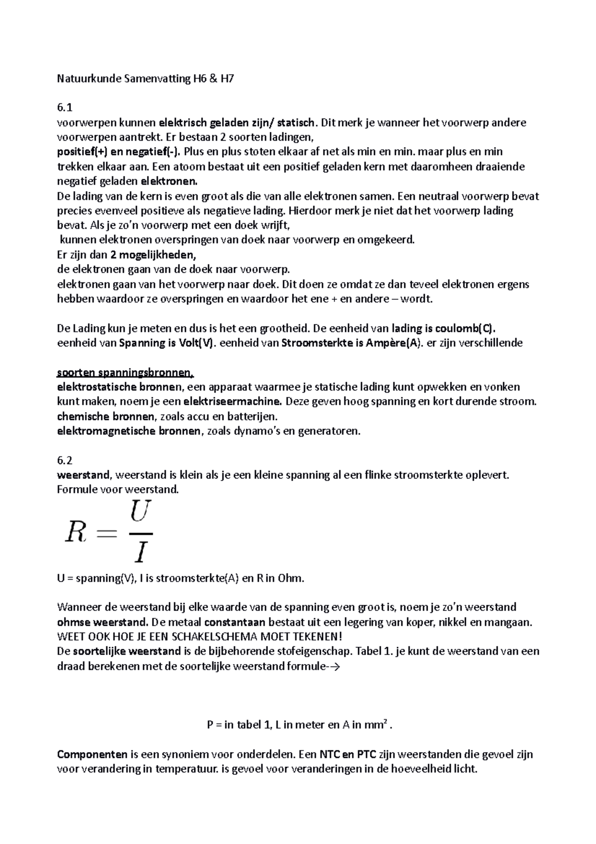 Natuurkunde H6 & H7 Vwo 3 - Natuurkunde Samenvatting H6 & H 6 ...