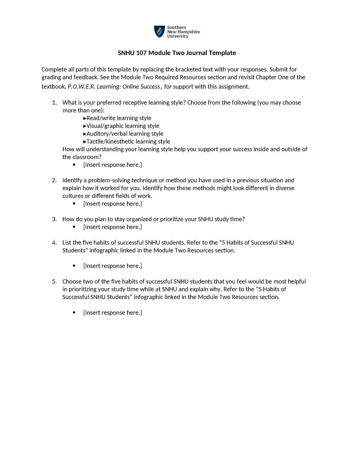 SNHU 107 Module Two Journal Template - SNHU 107 Module Two Journal ...