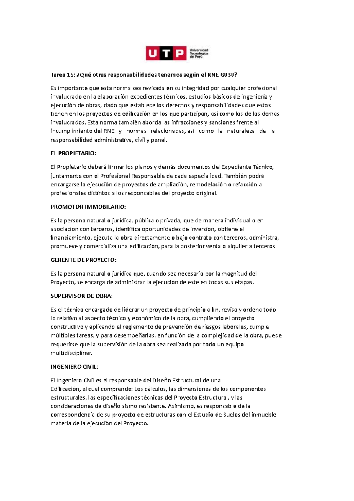 Tarea 16 el RNE G030 - Tarea 15: ¿Qué otras responsabilidades tenemos ...