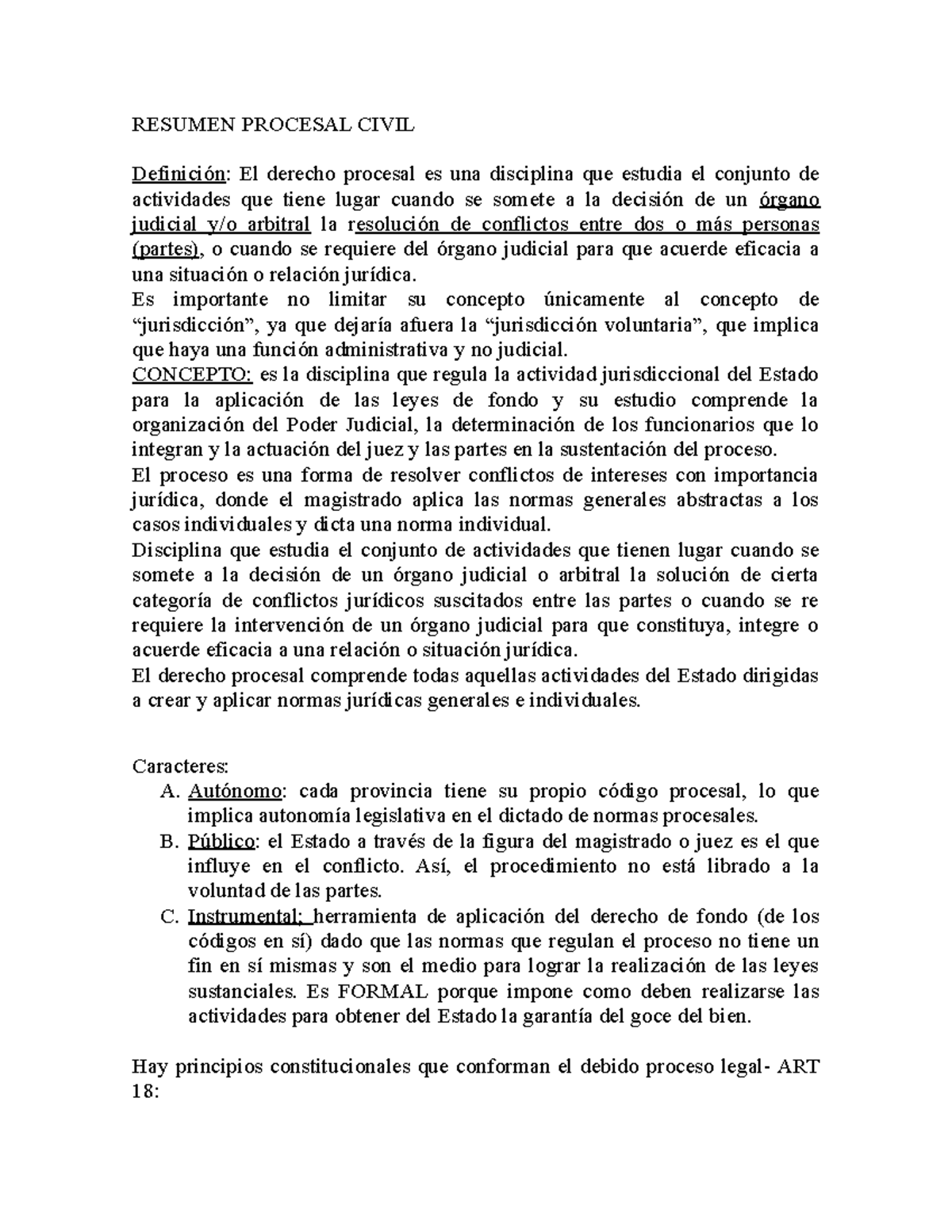 Resumen Procesal Civil - RESUMEN PROCESAL CIVIL Definición: El Derecho ...