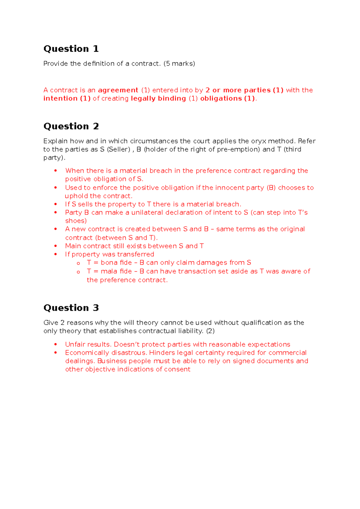 Tutorial Questions - Revision for Test 1 - Provide the definition of a ...