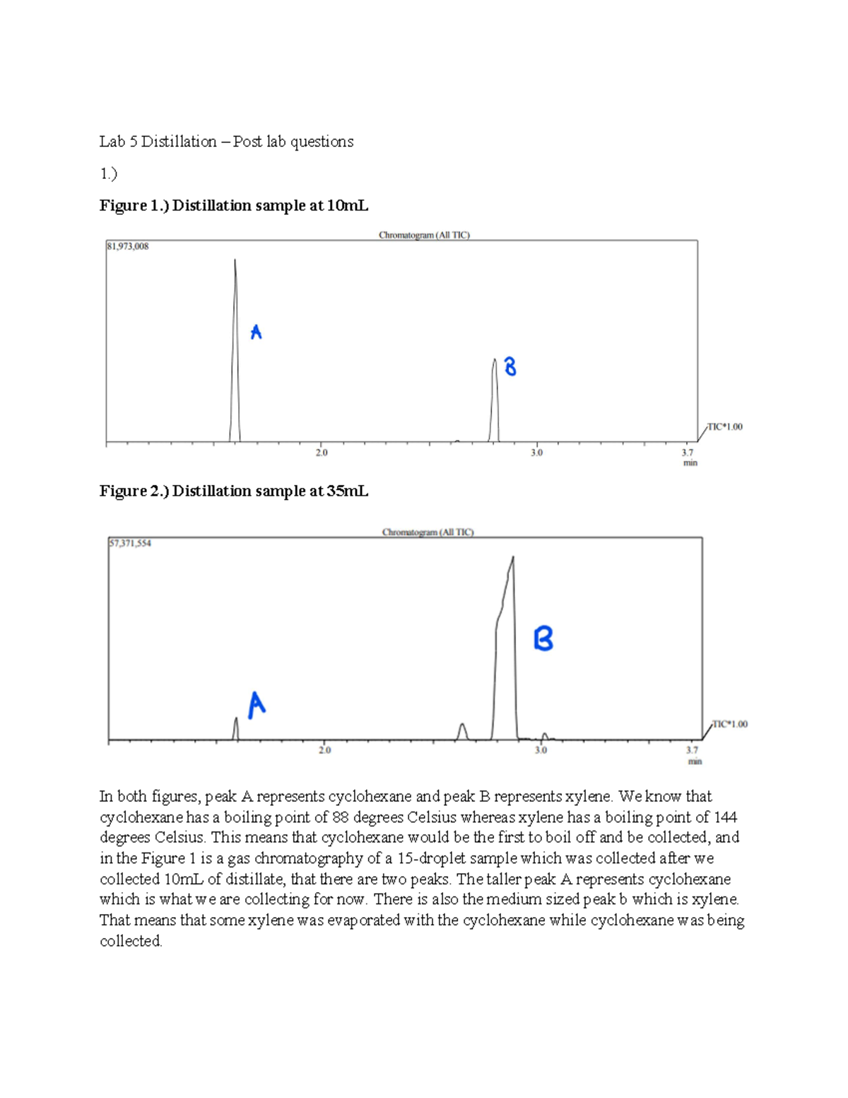 CHM 226 Lab 5 Post lab questions Daniel He Lab 5 Distillation Post lab questions 1.) Figure