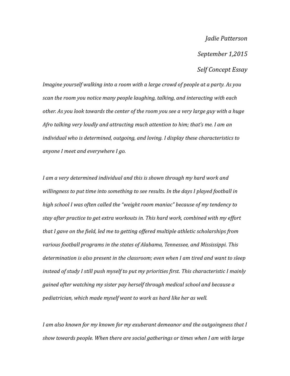 essay about self writing